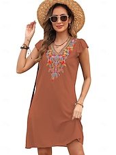 economico Abiti boho-San Valentino Per donna Normale Mini abito Abiti Boho Chic Abito linea A Abito boho Boemia Moda Classico Ad aletta Freddezza Da mare Feste Giornaliero Adattabile Fantasia geometrica Liscio Senza