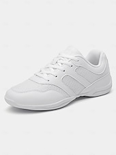 billige Sneakers til kvinner-kvinners hvite netting-snøresko – lette og komfortable dansesko
