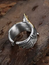 abordables Joyas para hombres-Anillo de águila vintage de plata y oro para hombre: diseño animal atrevido, joyería de acero inoxidable, perfecto para uso informal, fiestas y regalos.