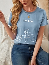 ieftine Umor &amp; Citate tricou-Pentru femei Tricou Scrisă Casual Manșon scurt Rotund Topuri obișnuite Zilnic Imprimeu Roz Îmbujorat Roșu-aprins Albastru piscină Vară