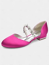 abordables Semi-formel-chaussures de mariage fermées en satin blanc avec bride à la cheville en strass - mariée pour occasions spéciales
