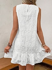 economico Vestiti-Per donna Mini Abito Abiti ispirati al lino Abito Bianco Vestito Casual Abito in cotone e lino Elegante Casual Vacanza Quotidiano Data Vestibilità regolare Semplice Senza Maniche Girocollo Bianco
