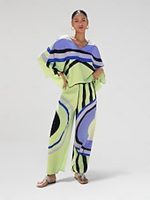 levne Kalhoty-Dámské Kalhoty Volný Rovné Plná délka Moderní soudobé Plážový styl Denní nošení Dovolená Multi Color Jaro léto XS S M