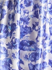 economico FLORALI-A-line Abito da Sera Abito Ad Alta Fessura Matrimonio in Spiaggia Formale Ospite di Matrimonio Lunghezza Piena Maniche Lunghe Scollo a V Cintura  Nastro Satin con Stampa Floreale Fessura Abito Derby