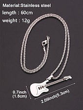 abordables Joyas para hombres-Collar con colgante de guitarra para hombre: joyería de estilo rock de acero inoxidable dorado y plateado para amantes de la música y ocasiones especiales.