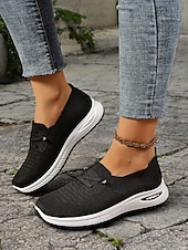 ieftine Adidași de Damă-adidași de damă gri din tricot cu talpă cu pernă de aer – pantofi ușori și respirabili pentru mers, călătorii și ținute casual