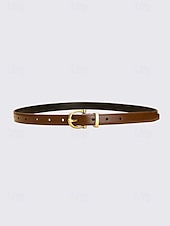 levne Dámský pásek-kožený pásek pro ženy – slim fit, klasická zlatá spona, nastavitelný, ideální pro běžné nošení i do práce
