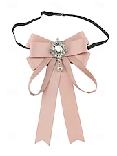 baratos Lenços Femininos-gravata borboleta elegante bordô com pingente de joia – acessório feminino estilo vitoriano para eventos formais, casamentos e cosplay