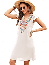 economico Abiti boho-San Valentino Per donna Normale Mini abito Abiti Boho Chic Abito linea A Abito boho Boemia Moda Classico Ad aletta Freddezza Da mare Feste Giornaliero Adattabile Fantasia geometrica Liscio Senza