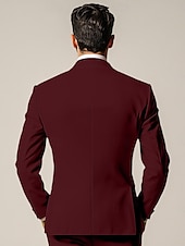 abordables Trajes de boda-Trajes de boda para hombres negro burdeos verano color sólido estándar de 3 piezas de un solo boton