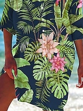 economico Abito hawaiano-Womens Mini Dress Camicia Vestito Camicie Hawaiane Fluttuante Blu Verde Animale Floreale Pocket Stampa Maniche Lunghe Vacanza Casual V Scollato Lunghe Estate Vestiti da Spiaggia