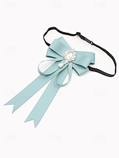 baratos Lenços Femininos-gravata borboleta elegante bordô com pingente de joia – acessório feminino estilo vitoriano para eventos formais, casamentos e cosplay