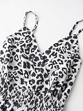 preiswerte Kleider für die Ferien-Damen Maxidress Casual kleid A Linie Kleid skims dress Stilvoll Brautkleider schlicht Urlaub Täglich Regular Fit Leopard Ärmellos Gurt Weiß Gelb Sommer