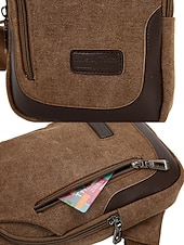 billige Herrevesker-slyngeveske i lerret for menn - slitesterk crossbody skulderryggsekk med glidelåslommer, uformell stil for reiser, fotturer og daglig bruk svart armygrønn blå