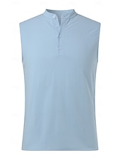 preiswerte Fitness Tank-Tops-Herren leinenhemd Tank Top Henley Hemd Weste Ärmellos Henley Sommer Einfach Mode Designer Muskel Knöpfe Outdoor Ausgehen Fitnessstudio Schwarz Weiß Marineblau Top T-Shirt für Herren