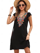 economico Abiti boho-San Valentino Per donna Normale Mini abito Abiti Boho Chic Abito linea A Abito boho Boemia Moda Classico Ad aletta Freddezza Da mare Feste Giornaliero Adattabile Fantasia geometrica Liscio Senza