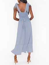 cheap White Graduation Dresses-Women&#039;s Long Dress Maxi Dress Graduation Dress A Line Dress Summer Dress Cami Dress Elegant Stylish Vacation Daily Date Regular Fit Plain Sleeveless Square Neck Black White Light Green Pink Summer