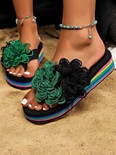 preiswerte Damensandalen-Bunte Blumen-Flip-Flops für Damen mit bequemer Sohle und lebendigem Stil für den Strand und den Sommerurlaub