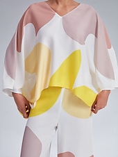 cheap Blouses &amp; Shirts-Loose Fit V-Neck Kaftan Top