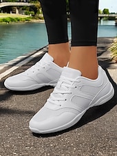 billige Sneakers til kvinner-kvinners hvite netting-snøresko – lette og komfortable dansesko