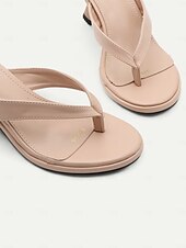 baratos Sandálias de Férias-sandálias femininas nude com saltos esculpidos da moda – sapatos confortáveis para ocasiões casuais e chiques