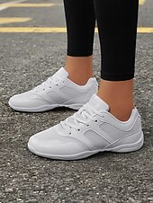 billige Sneakers til kvinner-kvinners hvite netting-snøresko – lette og komfortable dansesko