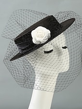 billige Fascinators-Headdress Sinamay Veil Hat Wedding Elegant Vintage Cute With Cap Headpiece Headwear Fascinators Race Day Dress