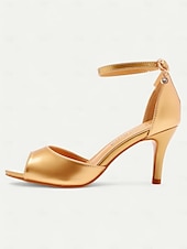 preiswerte Damensandalen-goldene Peep-Toe-Stilettos für Damen mit Fesselriemchen, elegantes Design für Hochzeiten, Partys und formelle Anlässe
