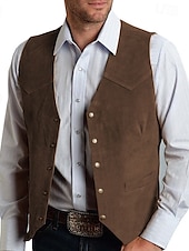 abordables Gilets-Homme Gilet Gilet en daim Vacances du quotidien Rendez-vous Mode Décontractées Printemps &amp; Automne Boutons Poche Polyester Confortable Plein Droit 1 bouton Col V Standard Noir Champagne Rouge