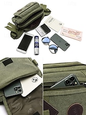levne Pánské tašky-pánská odolná plátěná crossbody kabelka s více kapsami – ležérní outdoorová taška přes rameno pro cestování, turistiku a každodenní použití černá armádní zelená hnědá
