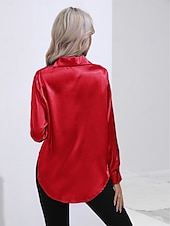 cheap Work Tops-Women&#039;s Shirt Boho Shirt Dressy Tops Plain Casual Boho Long Sleeve Bishop Sleeve Shirt Collar Regular Tops Party Evening Wear Daily Evening Party Glitter Silver Black Yellow Red Royal Blue Summer