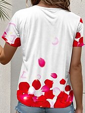 preiswerte Kunst &amp; Design T-Shirt-Valentinstag Damen T Shirt Herz Brautkleider schlicht Kurzarm Rundhalsausschnitt Normale Oberteile Täglich Bedruckt Rote Sommer
