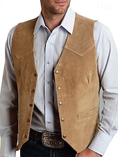 abordables Gilets-Homme Gilet Gilet en daim Vacances du quotidien Rendez-vous Mode Décontractées Printemps &amp; Automne Boutons Poche Polyester Confortable Plein Droit 1 bouton Col V Standard Noir Champagne Rouge