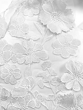 economico Abiti bianchi-Abiti da Sposa A-Line Collo a V Manica Lunga Con Applicazioni Floreali 3D Cintura in Raso Lunghezza Caviglia Tulle Abiti da Sposa 2025