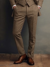 preiswerte Schlank-Herren Abschlußfeier Anzughose Hose Chinos Knöpfe Tasche Einfach Komfort Formell Party Arbeit Mode Klassicher Stil Braun Mikroelastisch