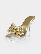 cheap Semi-Formal-Women&#039;s Rhinestone Embellished Clear Platform Heels – Glamorous Open-Toe Wedding Shoes for Brides and Evening Events