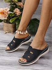 cheap Comfort Sandals-Women&#039;s Red Slip-On Sandals with Cut-Out Design, Comfortable Sole and Casual Style for Summer Wear and Daily Outings