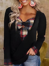 cheap Tunic Tops-Women&#039;s Normal Tunic Fashion Casual Long Sleeve Asymmetric Neck Regular Tops Daily Buttons Black Spring Autumn / Fall