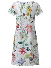 abordables Vestidos Florales Impresos-Mujer Normal Talla EU / US Vestido Midi Vestido bohemio de manga larga Vestido de verano Vestido elegante Elegante Bohemia Tropical Mariposa Vacaciones Hogar Trabajo Holgado Floral Geométrico Manga