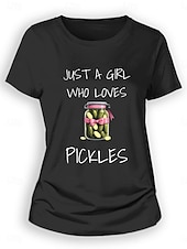 ieftine Umor &amp; Citate tricou-Pentru femei Tricou Cămașă din bumbac Scrisă Casual Manșon scurt Rotund Topuri obișnuite Zilnic Imprimeu Negru Albastru piscină Vară