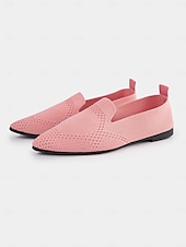 preiswerte Ballerinas für Damen-rosafarbene Slipper aus Strick für Damen mit atmungsaktivem Design – leicht und bequem für die Freizeit, die Arbeit und auf Reisen