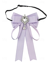 baratos Lenços Femininos-gravata borboleta elegante bordô com pingente de joia – acessório feminino estilo vitoriano para eventos formais, casamentos e cosplay