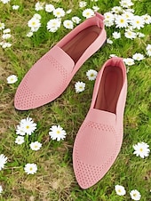 preiswerte Ballerinas für Damen-rosafarbene Slipper aus Strick für Damen mit atmungsaktivem Design – leicht und bequem für die Freizeit, die Arbeit und auf Reisen