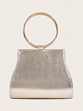 cheap Clutches &amp; Evening Bags-Women&#039;s Rhinestone Embellished Evening Clutch Bag – Elegant Handbag with Gold Ring Handle and Chain Strap for Weddings and Parties Color Silver Black / White Black