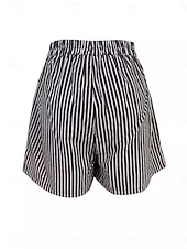 cheap Bermuda Shorts-Women's Chinos Shorts Summer Shorts Fashion Streetwear Short Medium Waist Striped Pocket Elastic Waistband Comfy Soft Comfortable Micro-elastic Outdoor Street Robin's Egg Blue Black Summer Spring