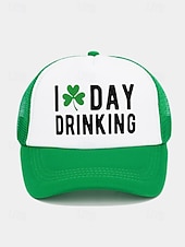 billige Herrehatter-st. patrick&#039;s day lastebilhatter - kløver og morsomme slagorddesign for menn og kvinner, grønne og hvite justerbare capser for feriefester, parader og festlige feiringer