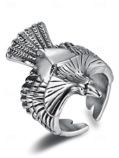 abordables Joyas para hombres-Anillo de águila vintage de plata y oro para hombre: diseño animal atrevido, joyería de acero inoxidable, perfecto para uso informal, fiestas y regalos.