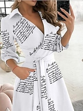 economico Abito a Strisce e Geometrico-Per donna Vestito longuette Abito casual Abito linea A Moda Informale Da mare Giornaliero Standard Pop art Fantasia geometrica Manica a 3/4 A V Nero Bianco Blu Verde Estate