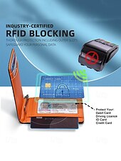 お買い得  ウォレット-男性用 RFID ブロック ウォレット - プレミアム牛革、スリムなデザイン、複数のカード スロット、現金用コンパートメント付き、旅行や日常使用に最適、カラー ブラック オレンジ