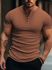  Per uomo Maglia Henley Canotta Muscolare Maglietta a Maglia a Coste Maglietta Maniche Corte Semplice Moda Designer Essenziale Henley Vacanza Streetwear Uscire Estate Verde scuro Maglietta Henley